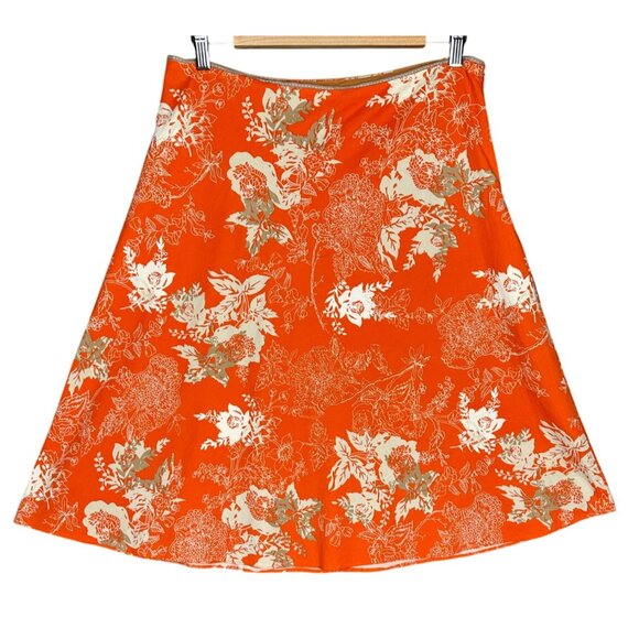 Anthropologie Lapis Floral ALine Skirt Medium Orange Y2K 90's Boho Festival Mini - Picture 3 of 10